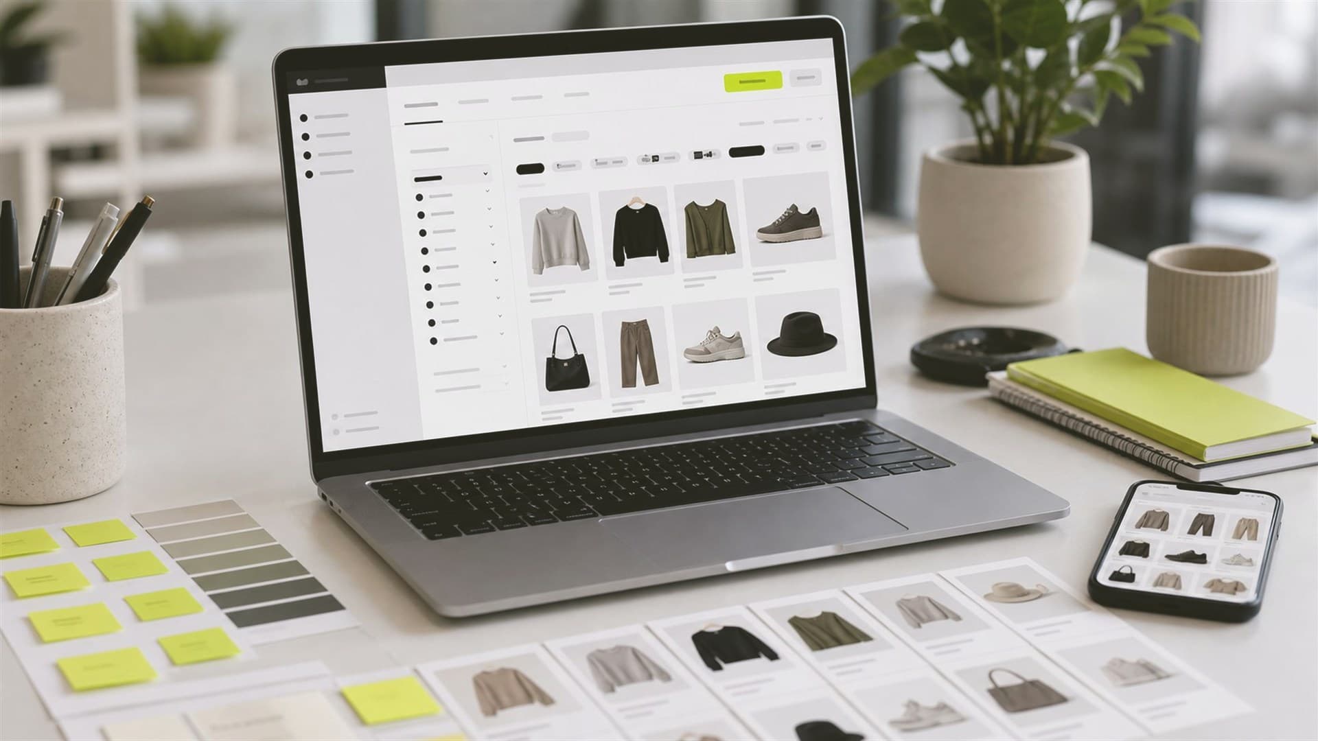 Escena impersonal de catalogo y storefront para desarrollo Shopify