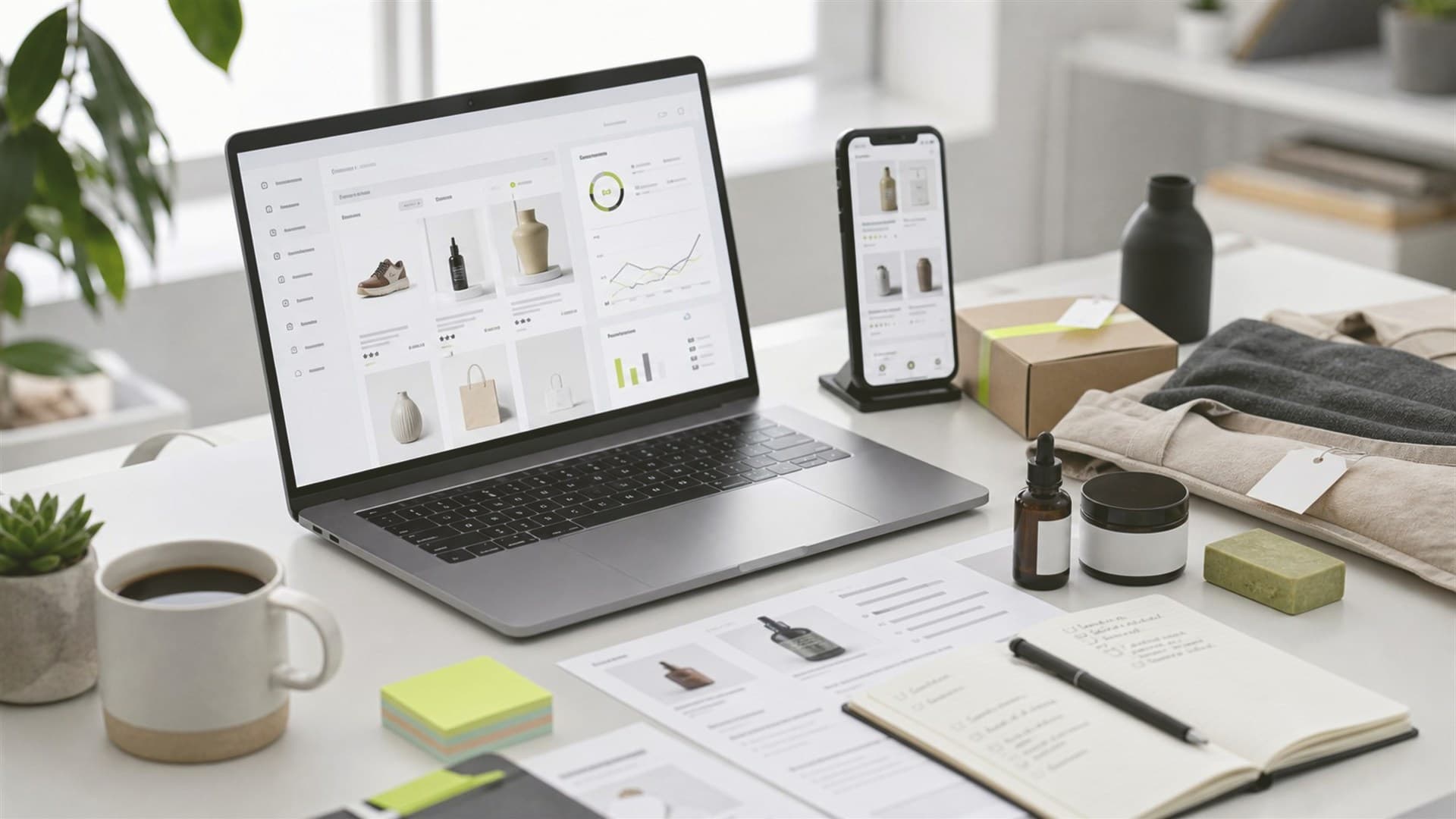 Escena impersonal de feeds y sistemas ecommerce para integraciones Shopify