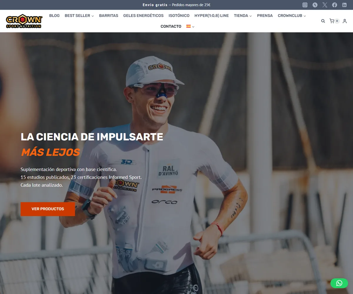 Homepage real de CROWN en WooCommerce