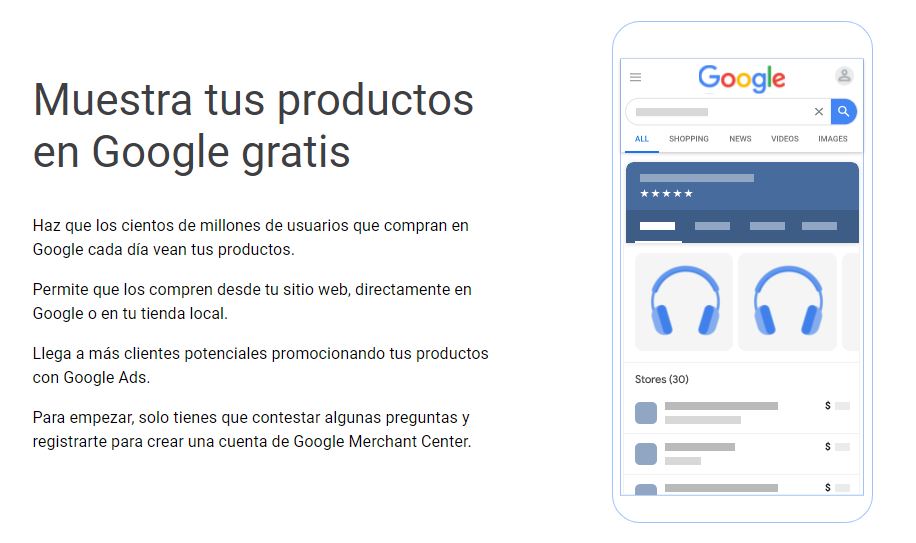 Mostrar productos en Google Shopping
