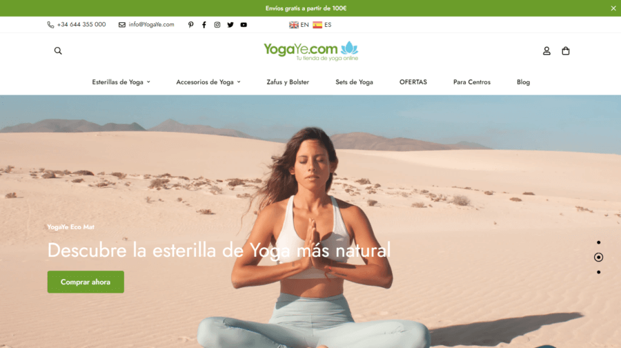 diseño de tienda online de Yoga